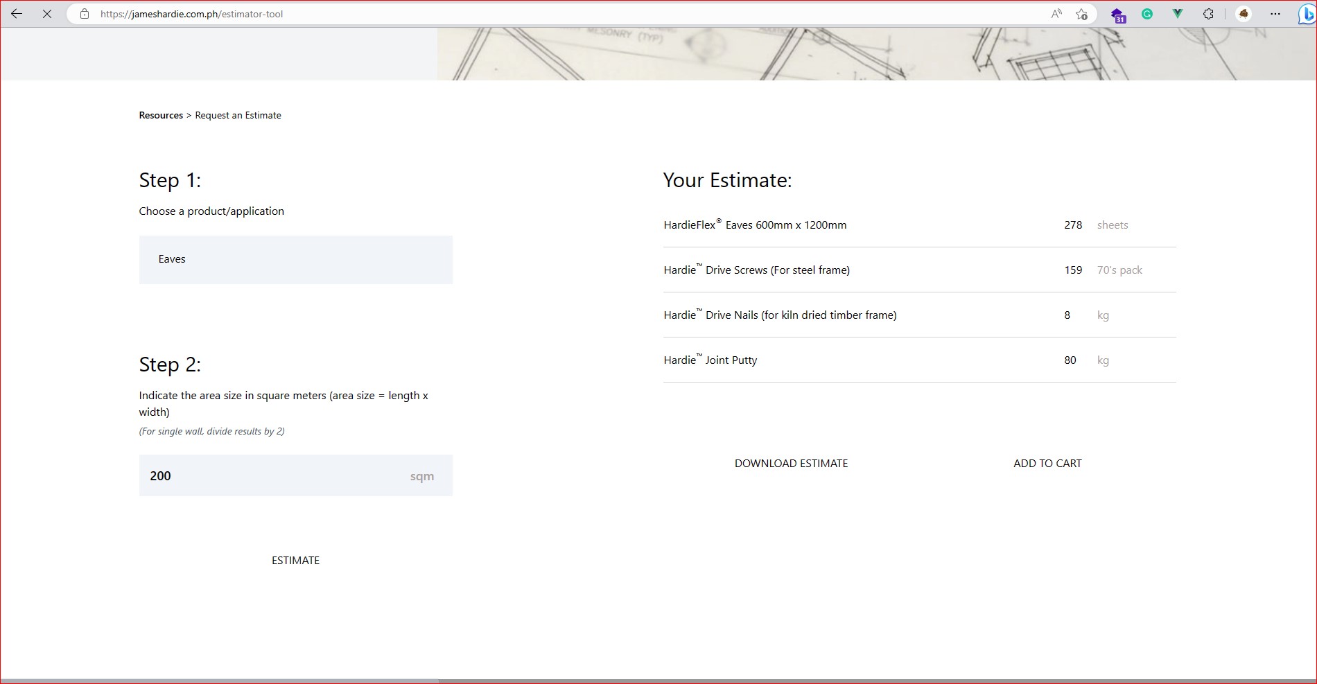 James Hardie Ecommerce screenshot 2